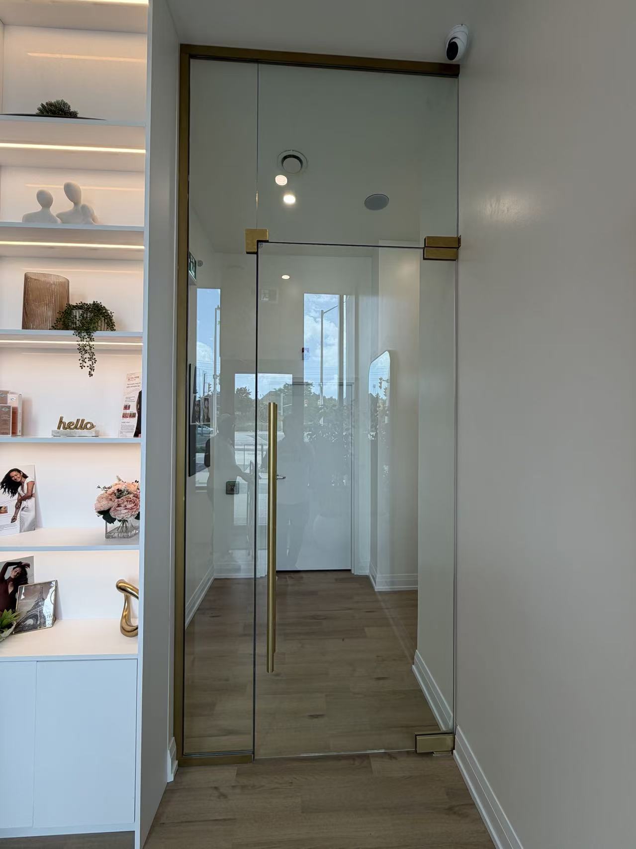 Interior glass door for retail