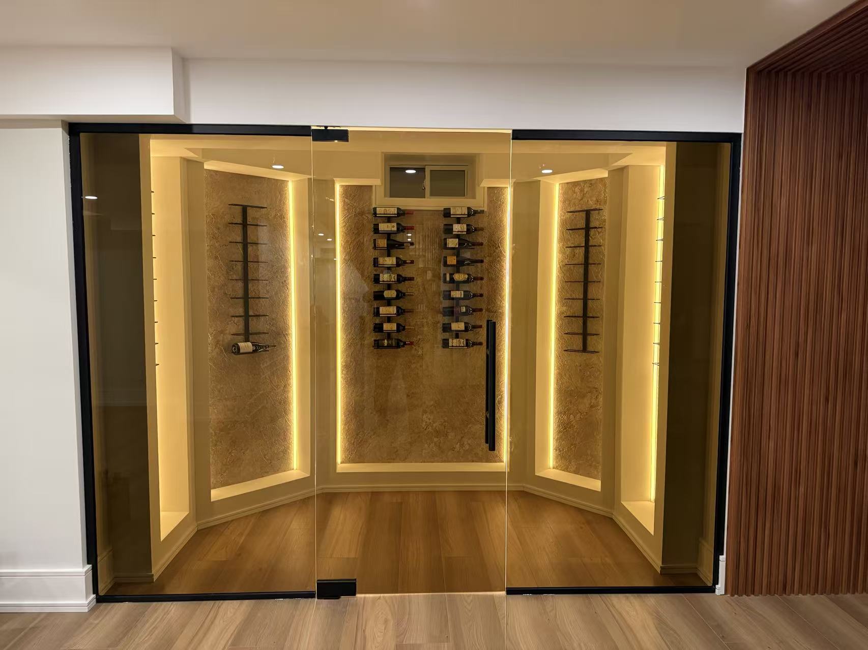 Custom glass wine cellar